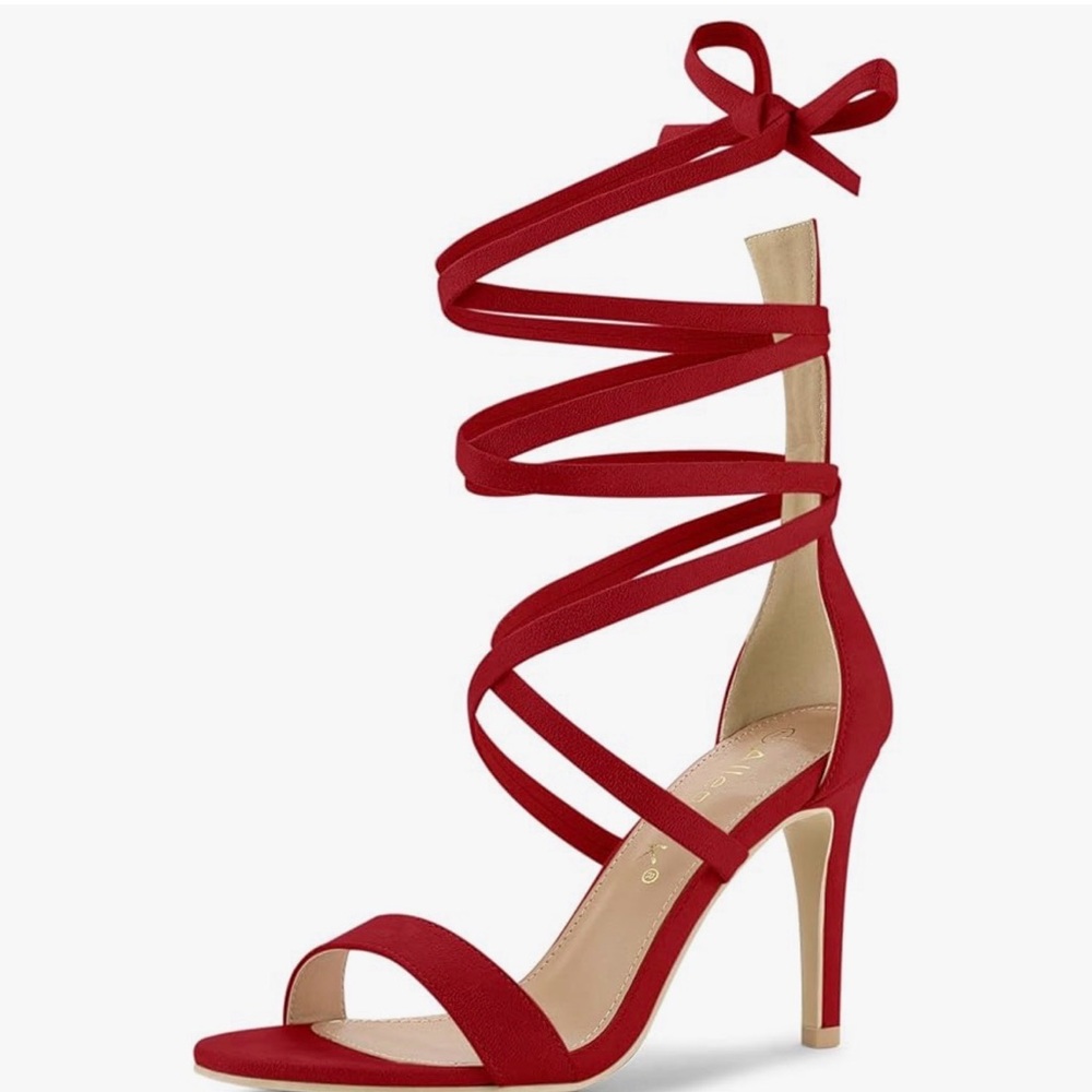 Brand new red ankle strap heels! never worn!